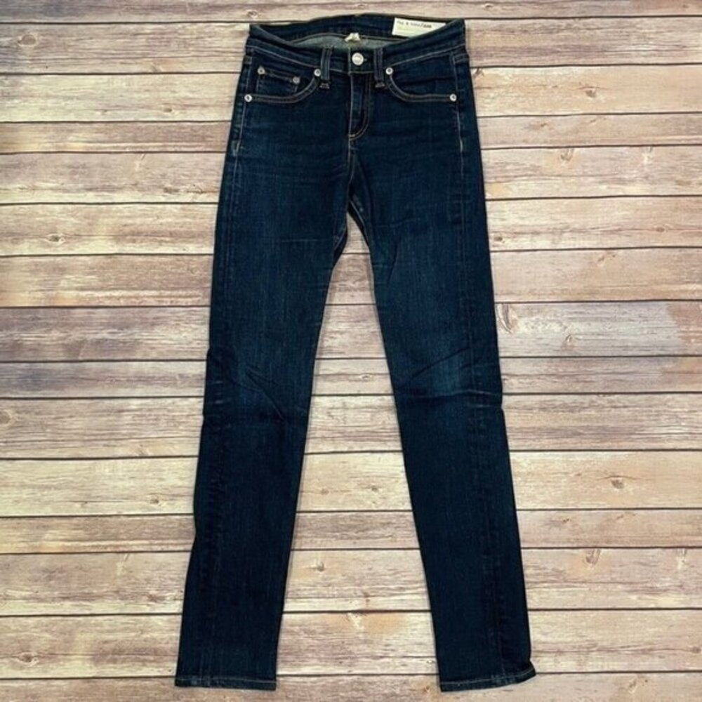 Rag & Bone High Rise Skinny Jeans in Kensington Dark Wash